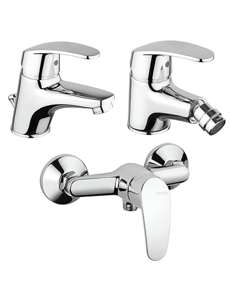 Set Rubinetti Piralla per lavabo e bidet con scarico automatico e doccia esterno serie Ofelia cromato - Climaway