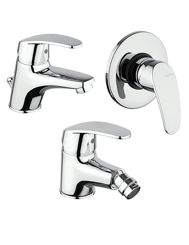 Set Rubinetti Piralla per lavabo e bidet con scarico automatico e doccia incasso serie Ofelia cromato - Climaway