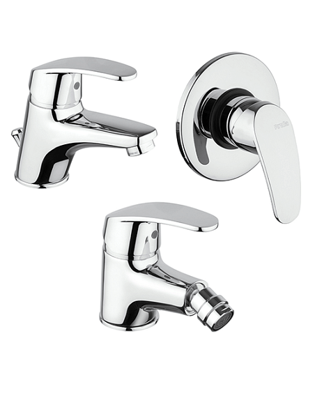 Set Rubinetti Piralla per lavabo e bidet con scarico automatico e doccia incasso serie Ofelia cromato - Climaway