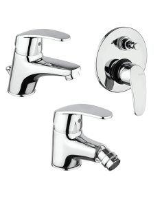 Set Rubinetti Piralla per lavabo e bidet con scarico automatico e doccia incasso con deviatore serie Ofelia cromato - Climaway