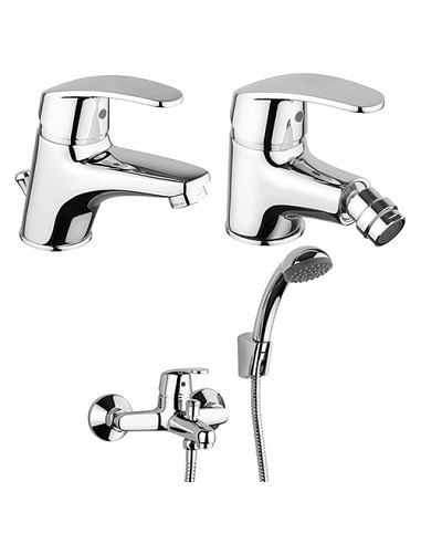 Set Rubinetti Piralla per lavabo e bidet con scarico automatico e vasca serie Ofelia cromato - Climaway