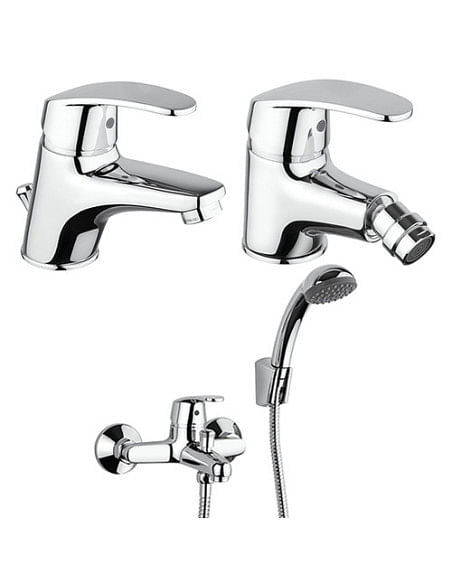 Set Rubinetti Piralla per lavabo e bidet con scarico automatico e vasca serie Ofelia cromato - Climaway