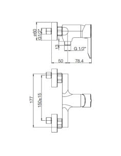 Miscelatore Piralla esterno per doccia serie Serena 0SE00028A16 cromato - Climaway 2