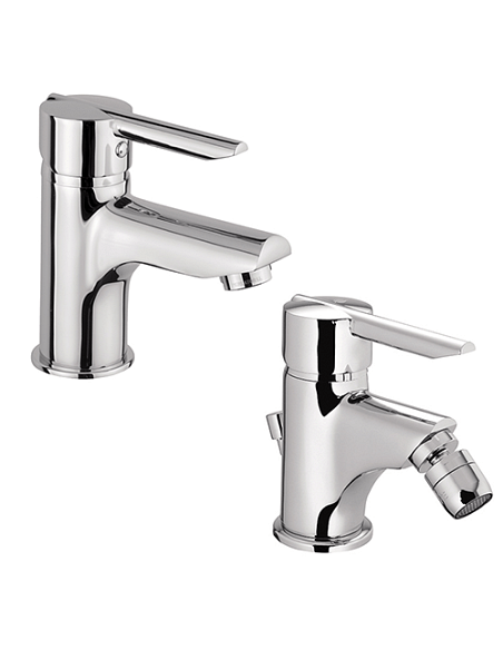 Set Rubinetti Piralla per lavabo e bidet con scarico automatico serie Serena cromato - Climaway