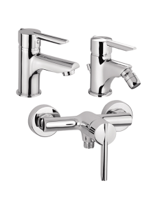 Set Rubinetti Piralla per lavabo e bidet con scarico automatico e doccia esterno serie Serena cromato - Climaway