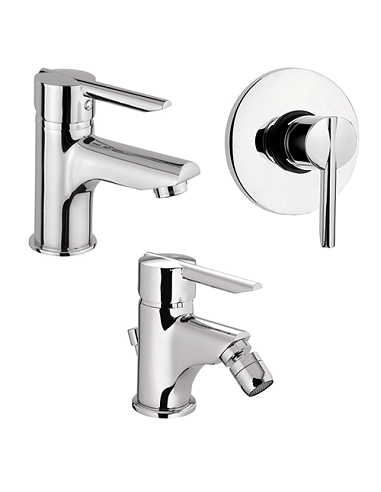 Set Rubinetti Piralla per lavabo e bidet con scarico automatico e doccia incasso serie Serena cromato - Climaway