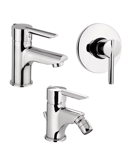 Set Rubinetti Piralla per lavabo e bidet con scarico automatico e doccia incasso serie Serena cromato - Climaway