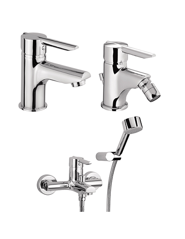 Set Rubinetti Piralla per lavabo e bidet con scarico automatico e vasca serie Serena cromato - Climaway