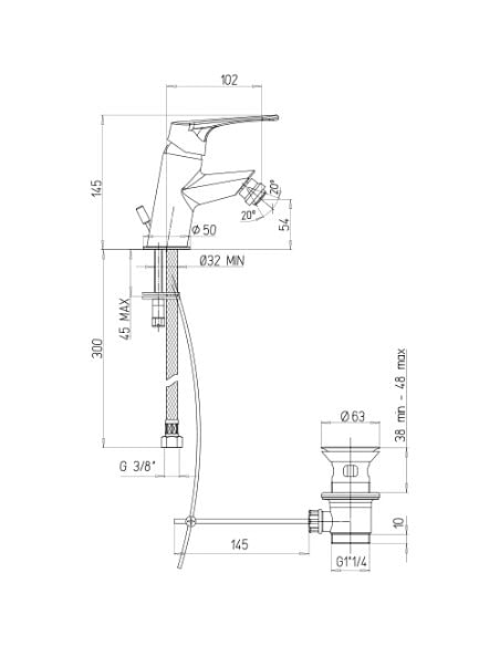 Set Rubinetti Piralla per lavabo e bidet con scarico automatico serie Attila cromato - Climaway