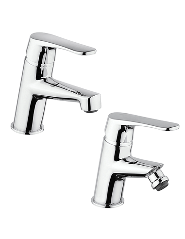Set Rubinetti Piralla per lavabo e bidet con scarico automatico serie Attila cromato - Climaway