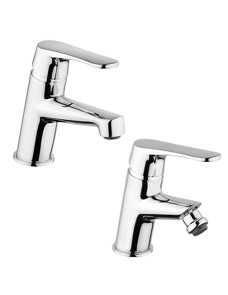 Set Rubinetti Piralla per lavabo e bidet con scarico automatico serie Attila cromato - Climaway
