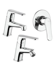 Set Rubinetti Piralla per lavabo e bidet con scarico automatico e doccia incasso serie Attila cromato - Climaway
