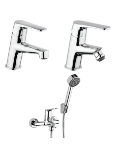 Set Rubinetti Piralla per lavabo e bidet con scarico automatico e vasca serie Attila cromato - Climaway