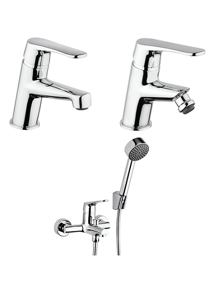 Set Rubinetti Piralla per lavabo e bidet con scarico automatico e vasca serie Attila cromato - Climaway
