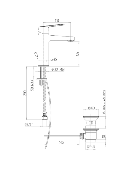 Rubinetto Miscelatore monoforo per lavabo serie Iceberg Piralla con scarico automatico 0IC00088A22 cromato - Climaway