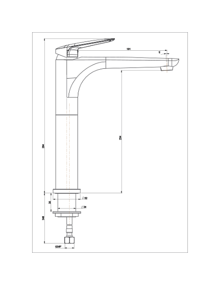 Rubinetto Miscelatore monoforo per lavabo alto serie Lago Piralla con scarico automatico 0LG00488A22 cromato - Climaway