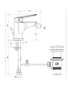Rubinetto Miscelatore monoforo per bidet serie Lago Piralla con scarico automatico 0LG00094A22 cromato - Climaway 2