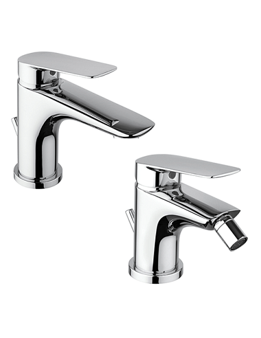 Set Rubinetti Piralla per lavabo e bidet con scarico automatico serie Lago cromato - Climaway