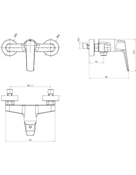 Miscelatore Piralla esterno per doccia serie Iceberg 0IC00028A22 cromato - Climaway