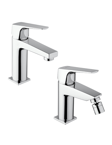 Set Rubinetti Piralla per lavabo e bidet con scarico automatico serie Iceberg cromato - Climaway