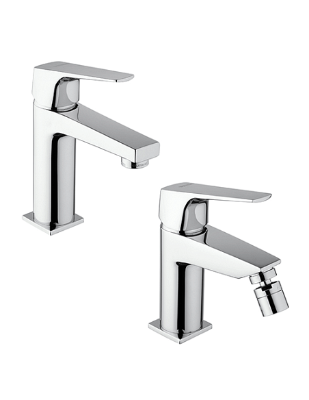 Set Rubinetti Piralla per lavabo e bidet con scarico automatico serie Iceberg cromato - Climaway
