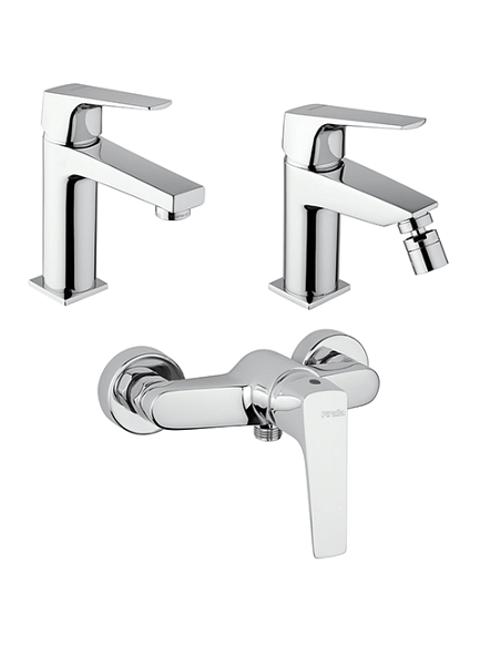 Set Rubinetti Piralla per lavabo e bidet con scarico automatico e doccia esterno serie Iceberg cromato - Climaway