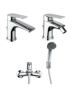 Set Rubinetti Piralla per lavabo e bidet con scarico automatico e vasca serie Lago cromato - Climaway