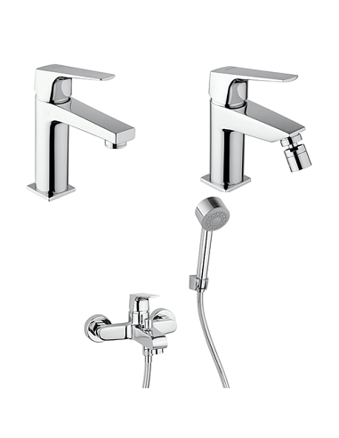 Set Rubinetti Piralla per lavabo e bidet con scarico automatico e vasca serie Iceberg cromato - Climaway