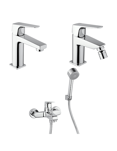 Set Rubinetti Piralla per lavabo e bidet con scarico automatico e vasca serie Iceberg cromato - Climaway