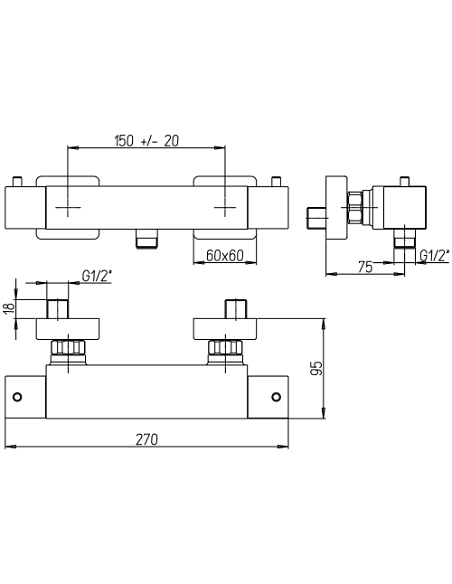 Miscelatore Piralla esterno per doccia serie Artic 0AC00028A22 cromato - Climaway