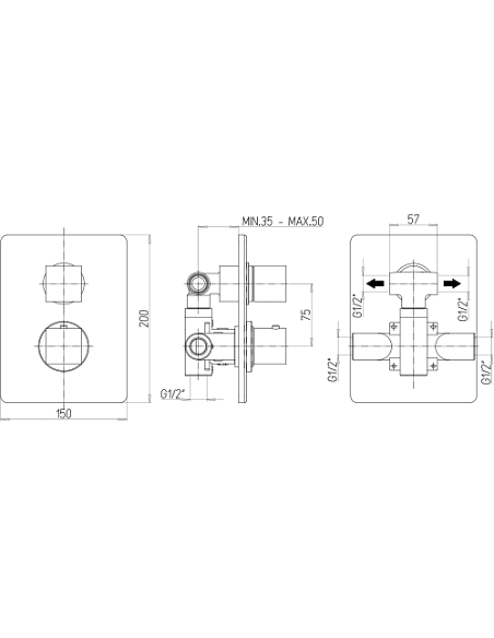 Miscelatore Piralla incasso per doccia serie Artic con deviatore 0AC00400A23 cromato - Climaway
