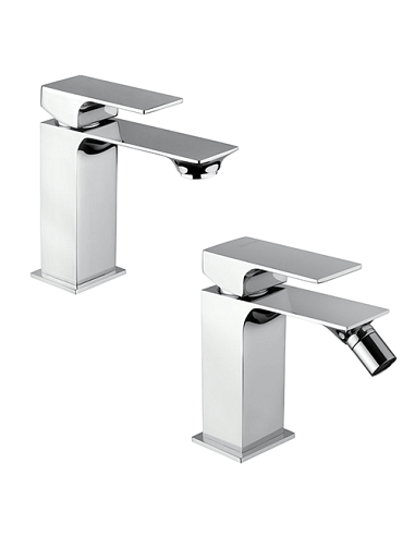 Set Rubinetti Piralla per lavabo e bidet con scarico automatico serie Artic cromato - Climaway