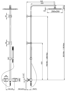 Colonna doccia Jacuzzi Glint con miscelatore termostatico deviatore e supporto doccia con flessibile grigio 0IQ00199JA06 - Cl... 2
