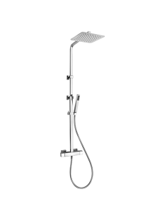 Colonna doccia Jacuzzi Glint con miscelatore termostatico deviatore e supporto doccia con flessibile grigio 0IQ00199JA06 - Cl...