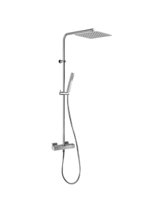 Colonna doccia Jacuzzi Glint con miscelatore termostatico con tubo tondo deviatore e supporto doccia con flessibile grigio 0I...