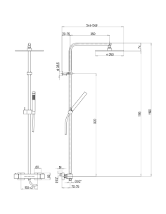 Colonna doccia Jacuzzi Glint con miscelatore termostatico con tubo tondo deviatore e supporto doccia con flessibile grigio 0I... 2