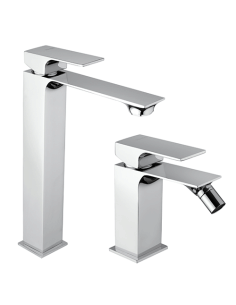 Set Rubinetti Piralla per lavabo alto e bidet con scarico automatico serie Artic cromato - Climaway