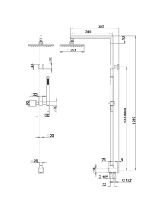Colonna doccia Jacuzzi Glint senza miscelatore con deviatore meccanico e supporto doccia con flessibile grigio 0IQ00846JA00 -... 2