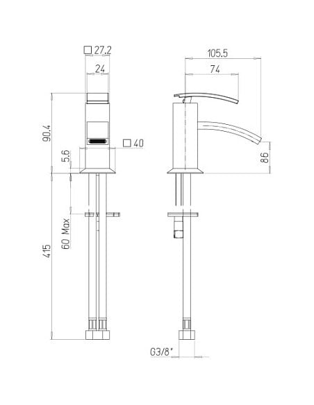 Set Rubinetti Jacuzzi per lavabo alto e bidet senza scarico e doccia esterno serie Glint cromato - Climaway