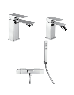 Set Rubinetti Piralla per lavabo e bidet con scarico automatico e vasca serie Artic cromato - Climaway