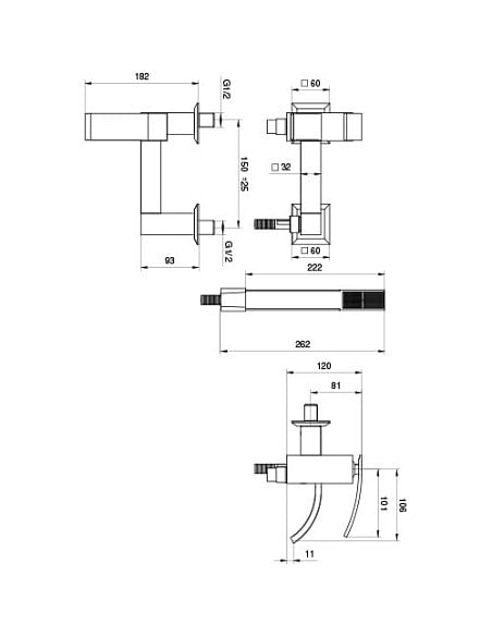 Set Rubinetti Jacuzzi per lavabo alto e bidet senza scarico e vasca serie Glint cromato - Climaway