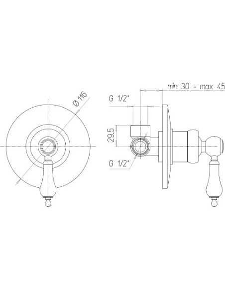 Miscelatore Jacuzzi incasso ad 1 uscita per doccia serie Tosca 0TO00410JA00 cromato - Climaway
