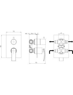 Miscelatore Jacuzzi incasso per doccia serie Ray con deviatore rotativo a 2 uscite 0IO00400JA01 cromato - Climaway 2