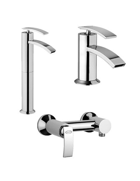 Set Rubinetti Jacuzzi per lavabo alto e bidet senza scarico e doccia esterno serie Ray cromato - Climaway