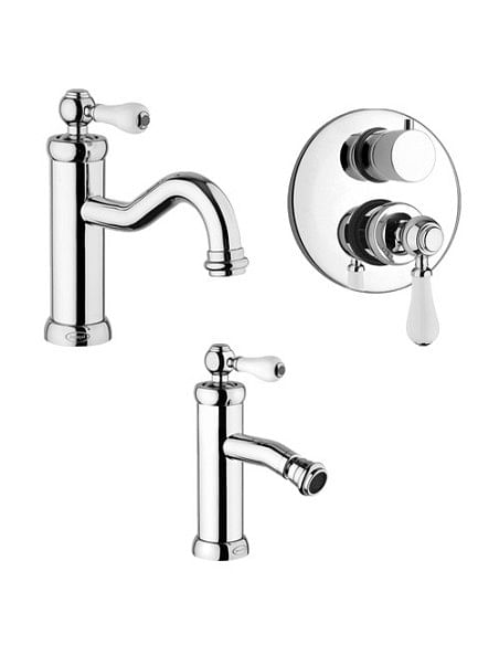 Set Rubinetti Jacuzzi per lavabo e bidet senza scarico e doccia incasso con deviatore serie Tosca cromato - Climaway