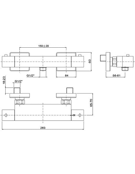 Gruppo esterno termostatico Jacuzzi per doccia serie Twinkle 0TW00028JA00 cromato - Climaway