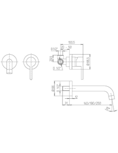 Rubinetto Jacuzzi a incasso per lavabo serie Sunset senza scarico per piletta click clack 0SU00497JA00 cromato - Climaway 2
