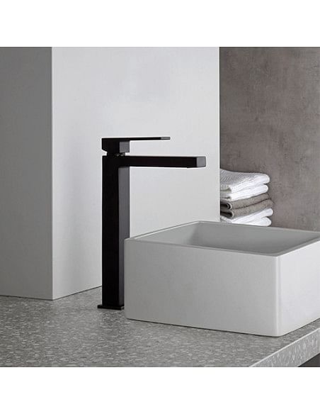 Rubinetto Miscelatore monoforo per lavabo alto serie Twinkle YO Jacuzzi senza scarico 0TWYO493JA00 nero opaco - Climaway