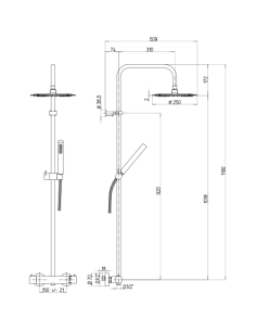 Colonna doccia Jacuzzi Sunset con miscelatore termostatico deviatore e supporto doccia 0SU00199JA02 con flessibile grigio - C... 2