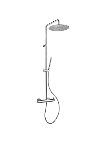 Colonna doccia Jacuzzi Sunset con miscelatore termostatico deviatore e supporto doccia 0SU00199JA02 con flessibile grigio - C...